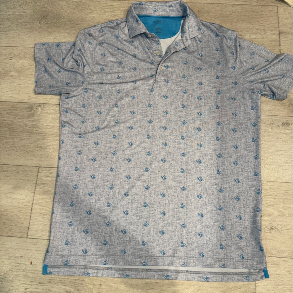 johnnie-O Heathered Gray Polo with Blue Accents